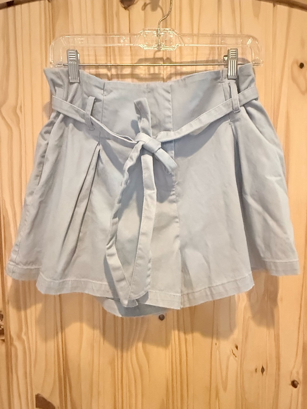 Listicle Light Blue High-Waist Tie-Belt Shorts